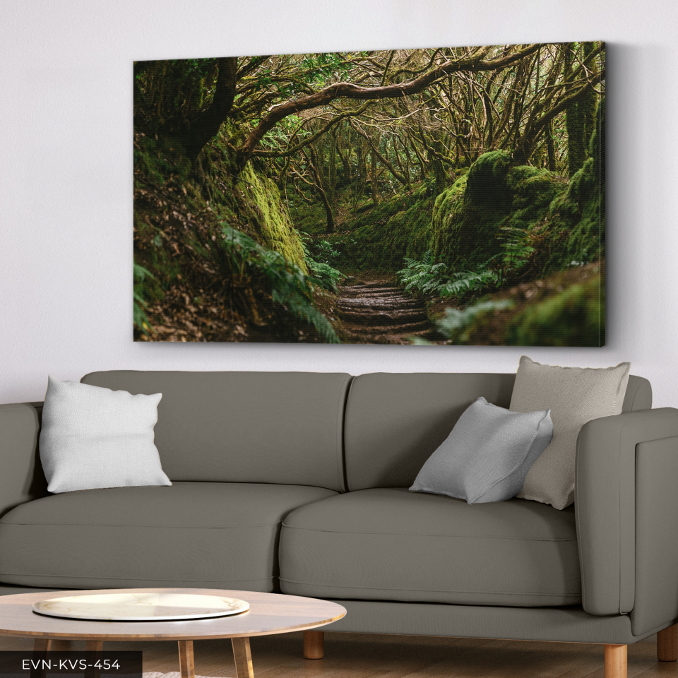 Orman Yolu Tek Parça Kanvas - Canvas Tablo 140 x 90 CM - Çok Renkli