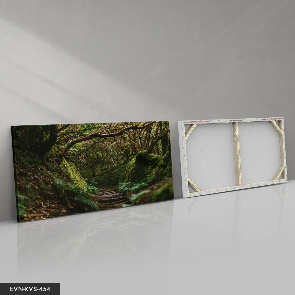 Orman Yolu Tek Parça Kanvas - Canvas Tablo 140 x 90 CM - Çok Renkli