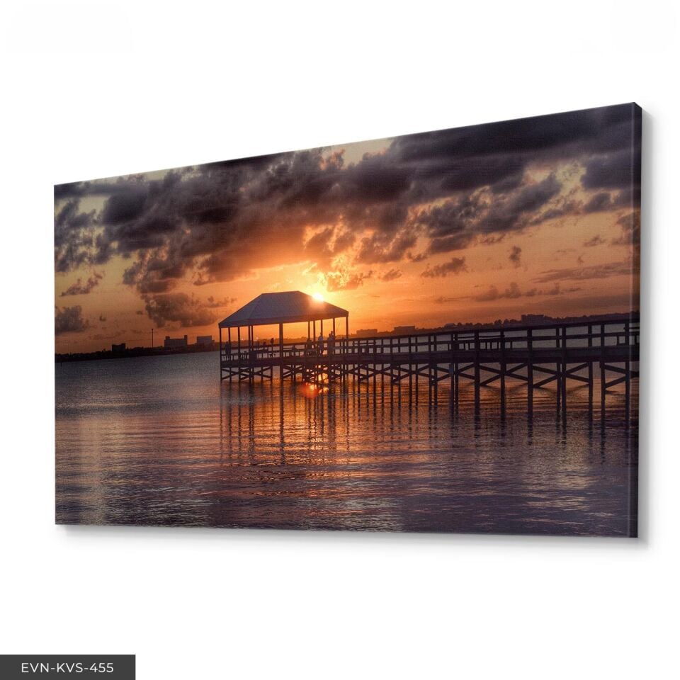 Deniz Manzaralı Gün Doğumu Tek Parça Kanvas - Canvas Tablo