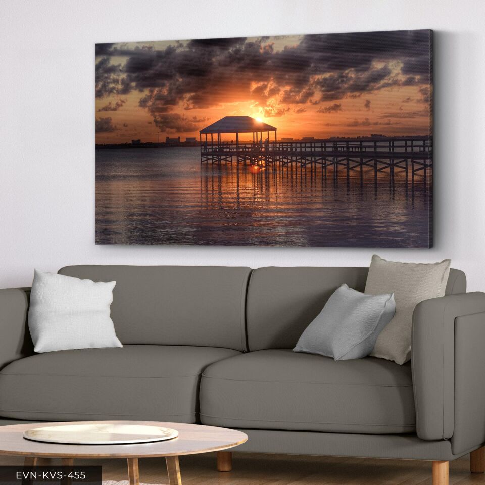 Deniz Manzaralı Gün Doğumu Tek Parça Kanvas - Canvas Tablo