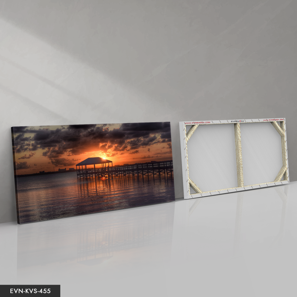 Deniz Manzaralı Gün Doğumu Tek Parça Kanvas - Canvas Tablo 140 x 90 CM - Çok Renkli