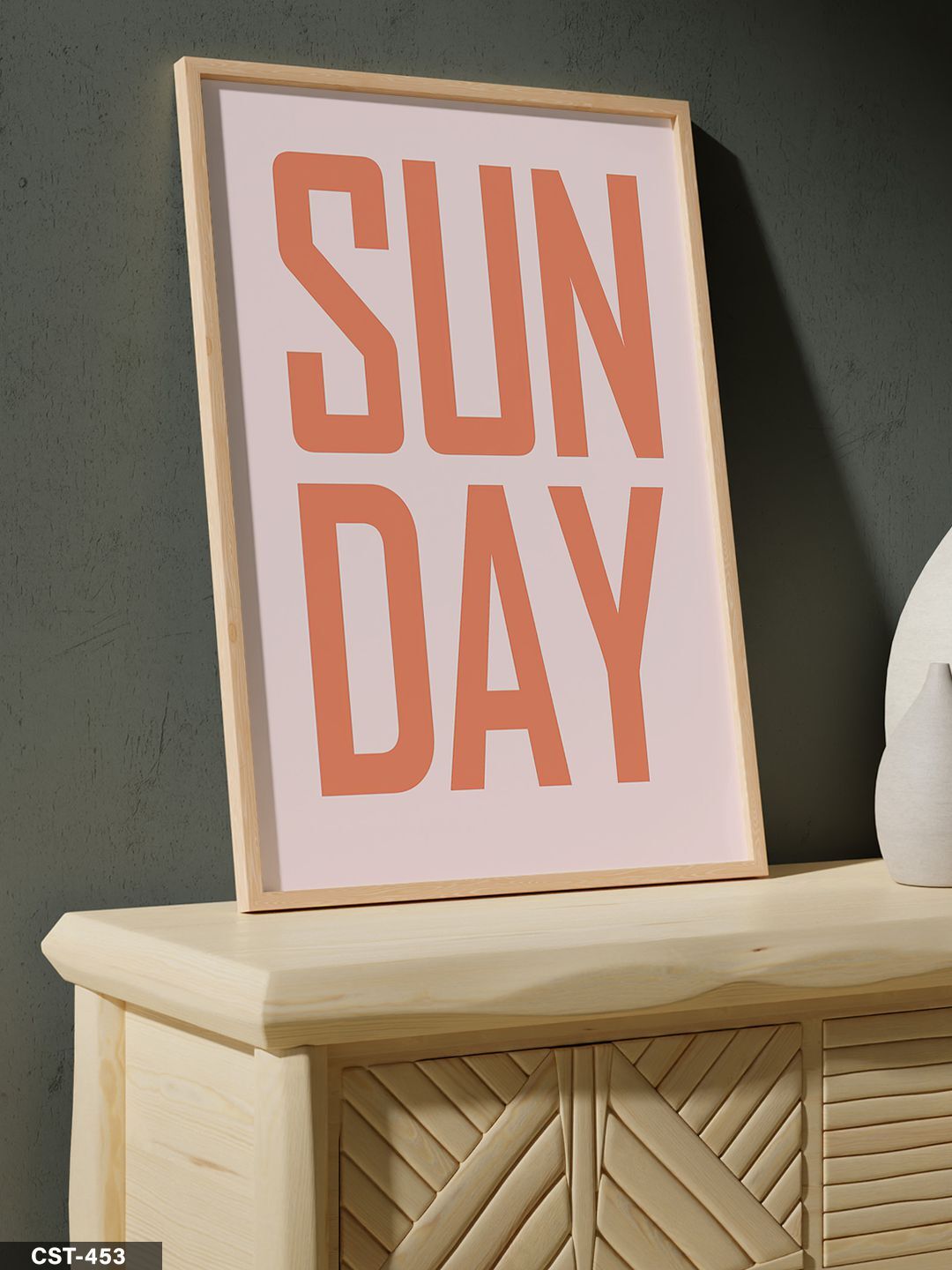 Sunday Tek Parça Ahşap Çerçeveli Tablo Naturel - 20 x 30 CM