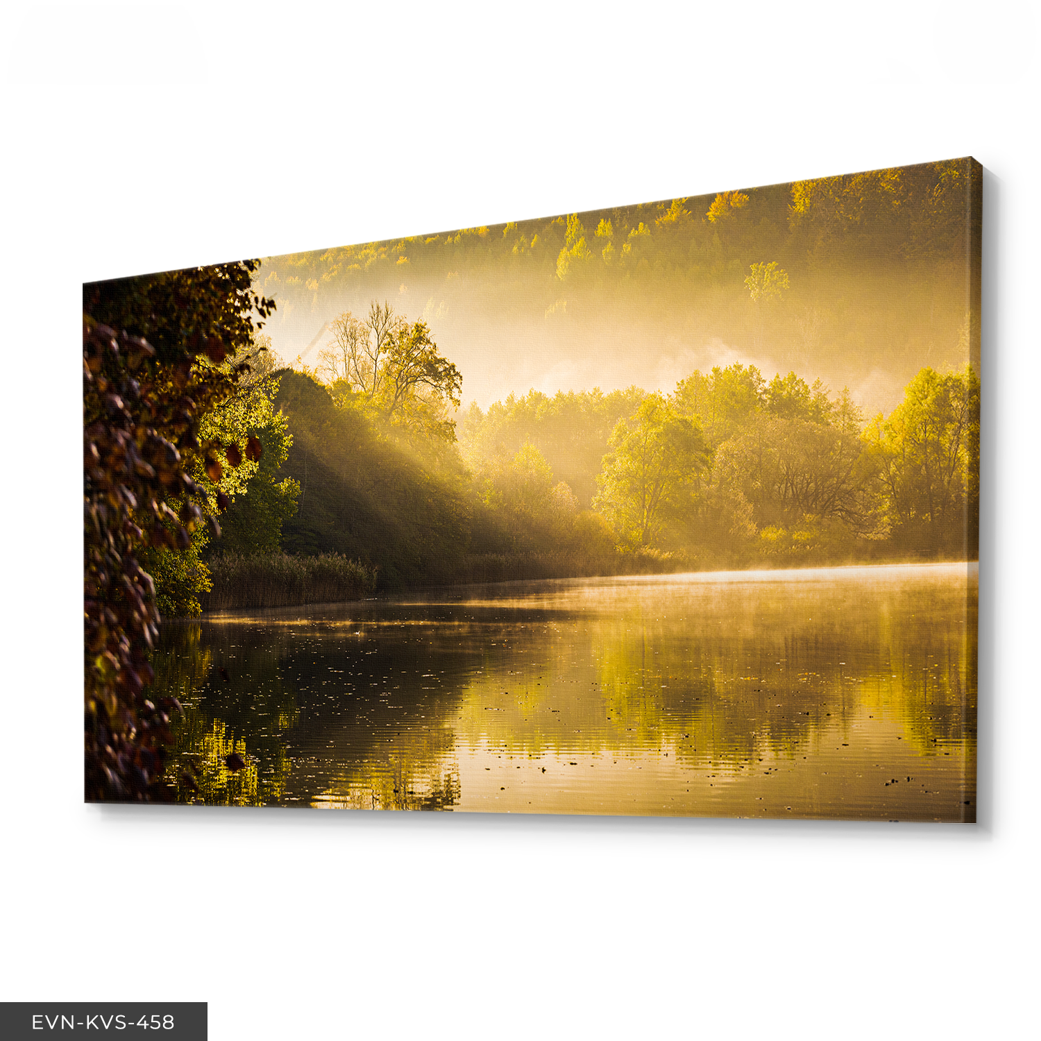 Sonbahar ve Göl Tek Parça Kanvas - Canvas Tablo 140 x 90 CM - Çok Renkli