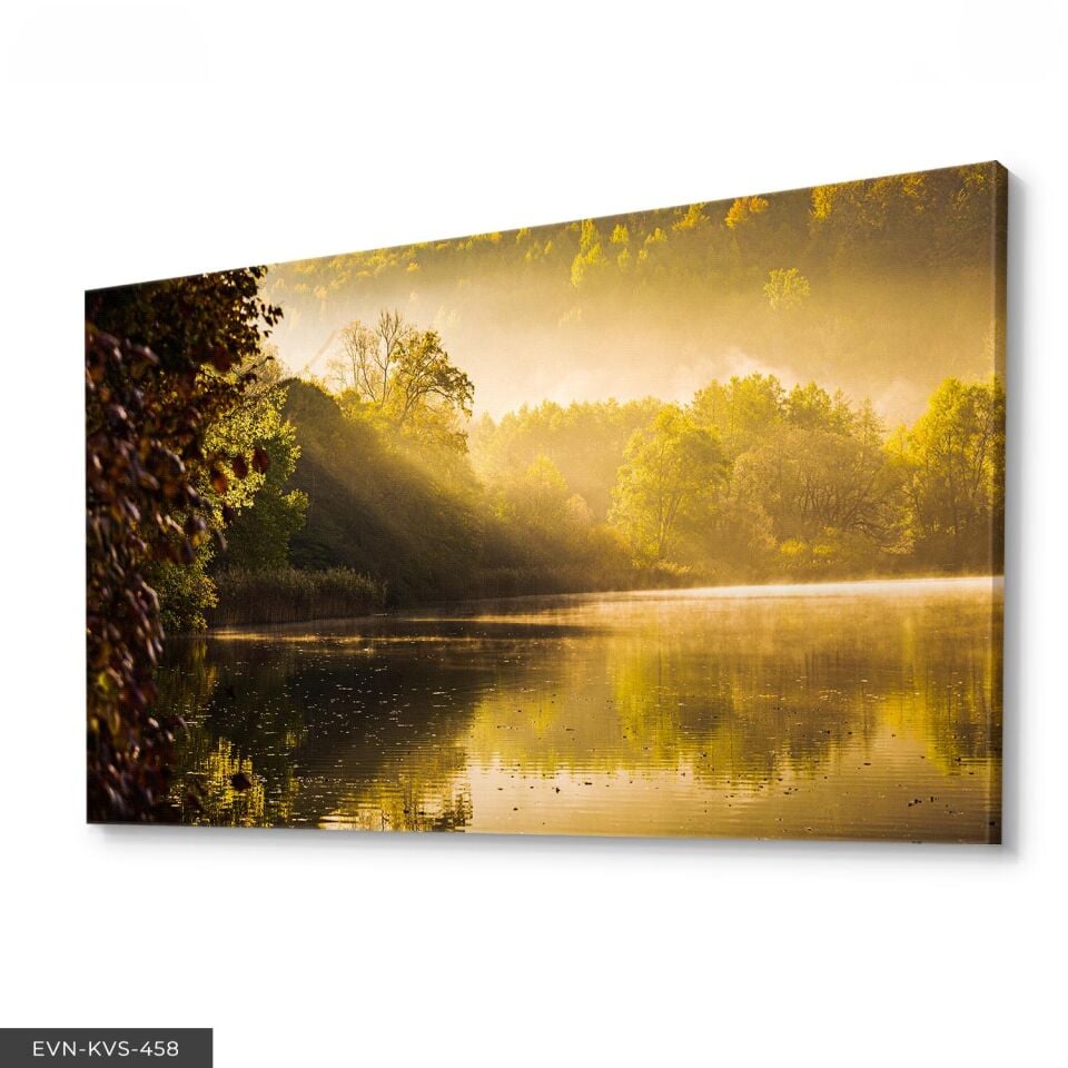 Sonbahar ve Göl Tek Parça Kanvas - Canvas Tablo