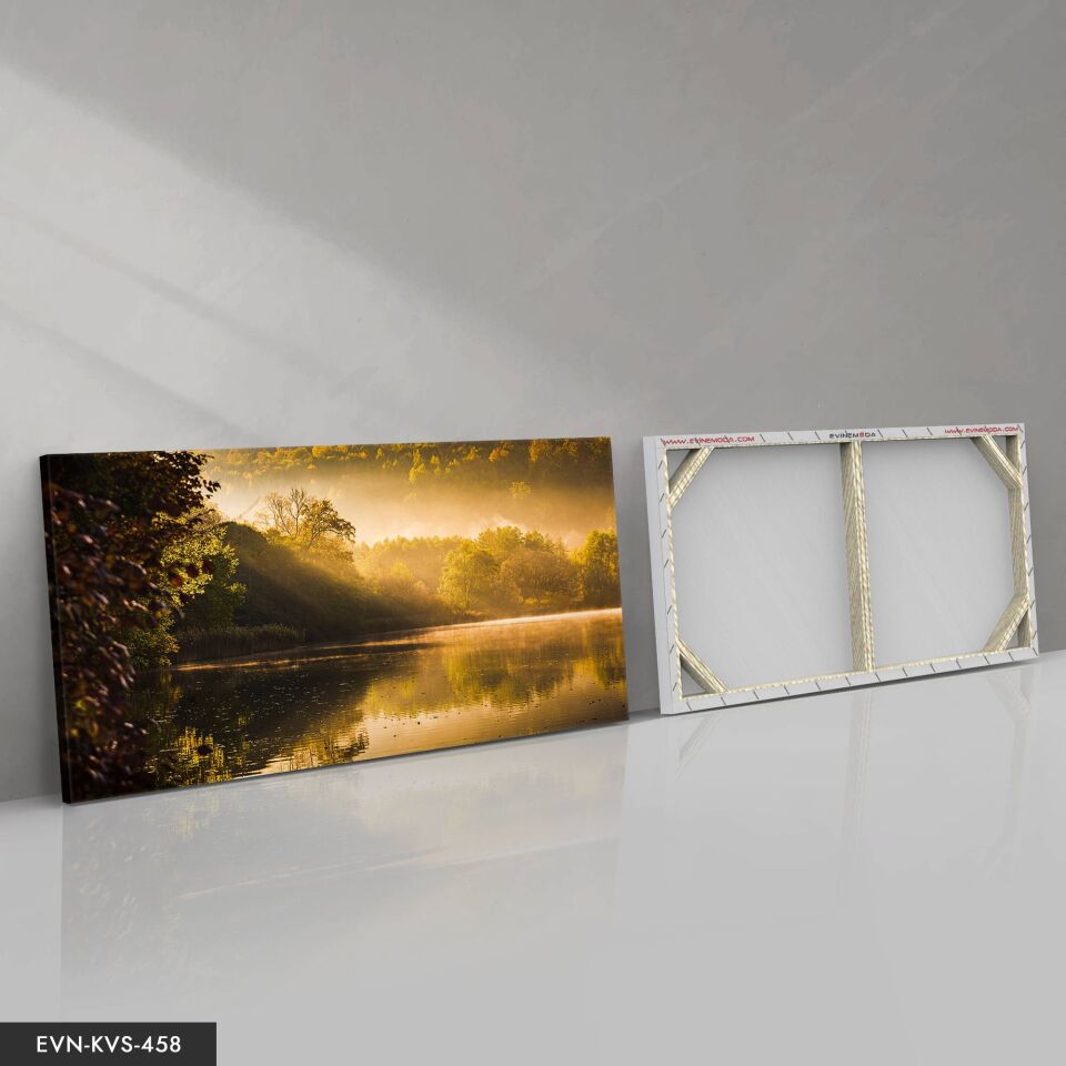Sonbahar ve Göl Tek Parça Kanvas - Canvas Tablo
