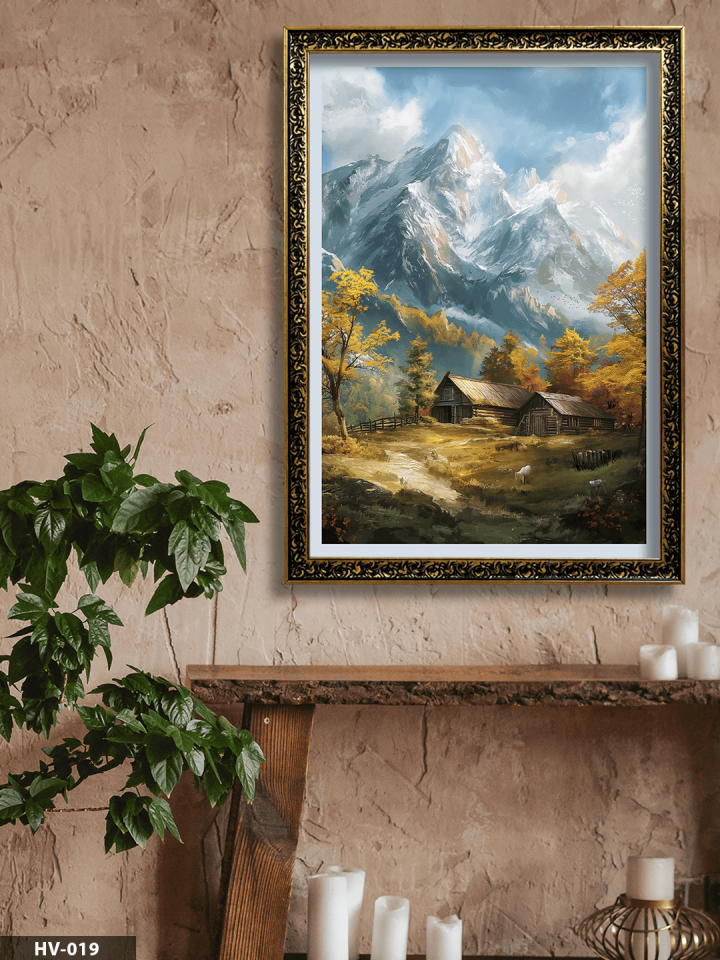 Yağlı Boya Görünümlü Manzara Vintage Desenli Premium Çerçeveli Tek Parça Tablo 75x55 CM HV