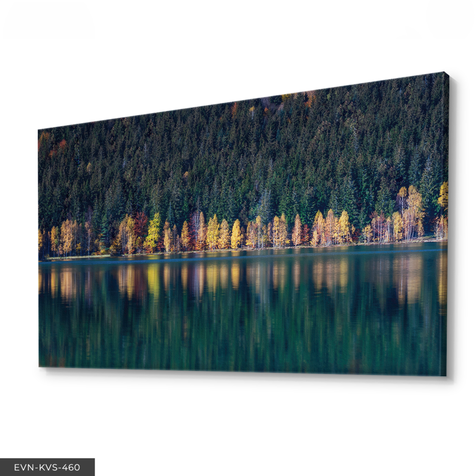 Yansımalı Renkli Ağaçlar Tek Parça Kanvas - Canvas Tablo 140 x 90 CM - Çok Renkli