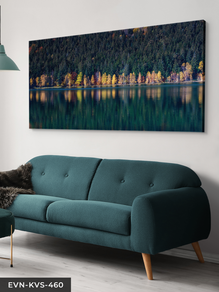 Yansımalı Renkli Ağaçlar Tek Parça Kanvas - Canvas Tablo 140 x 90 CM - Çok Renkli