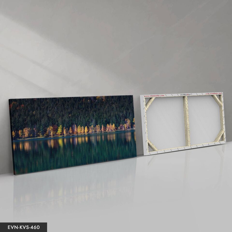 Yansımalı Renkli Ağaçlar Tek Parça Kanvas - Canvas Tablo