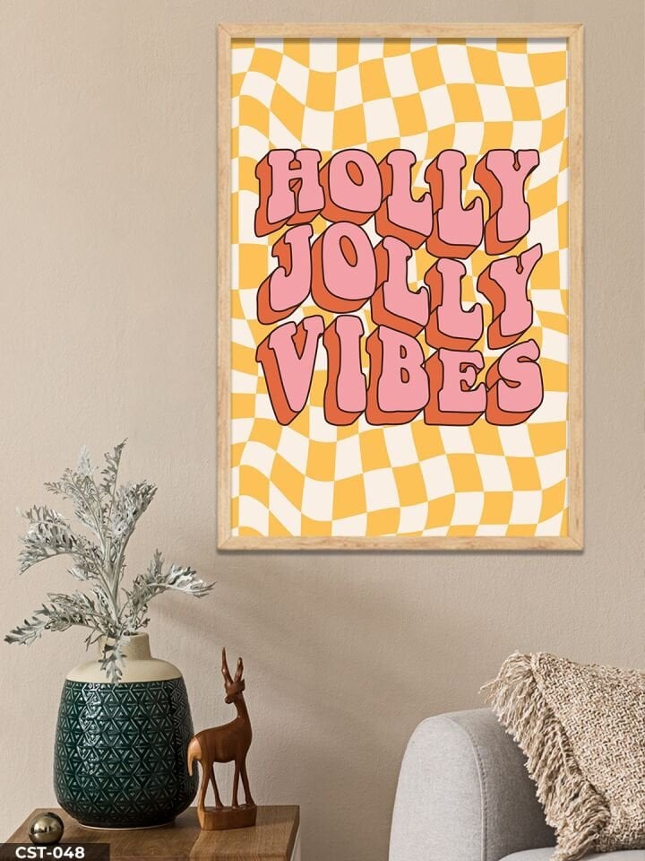 Holly Jolly Vibes Tek Parça Ahşap Çerçeveli Tablo