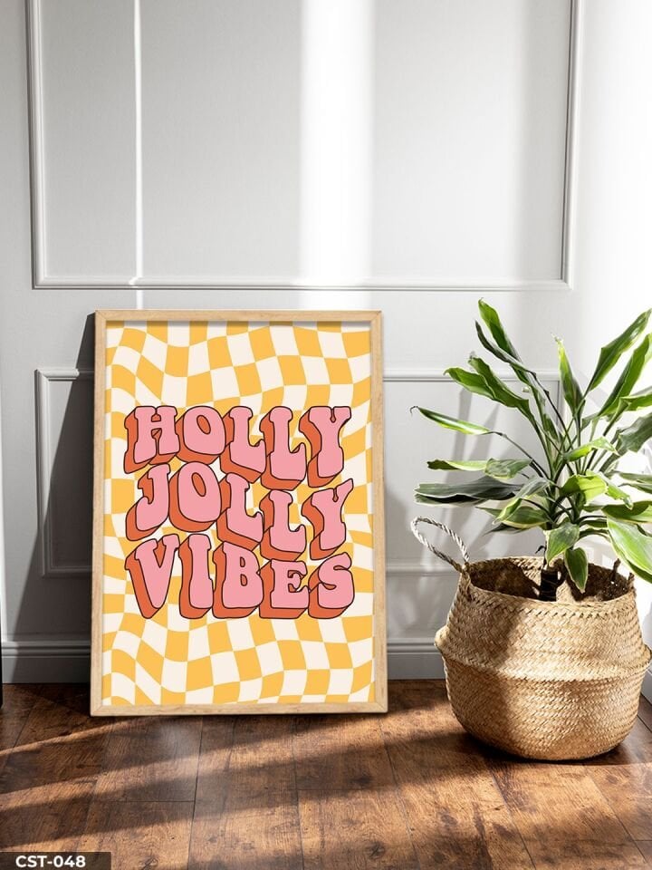 Holly Jolly Vibes Tek Parça Ahşap Çerçeveli Tablo