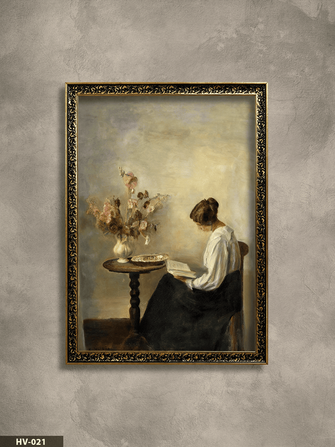 Yalnız Kadın Vintage Desenli Premium Çerçeveli Tek Parça Tablo 75x55 CM HV