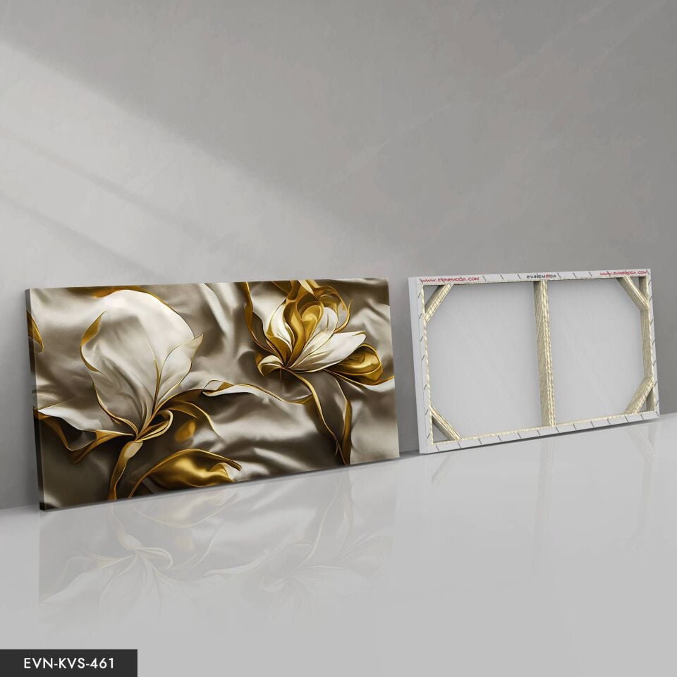Gold Yapraklı Zambak Tek Parça Kanvas - Canvas Tablo