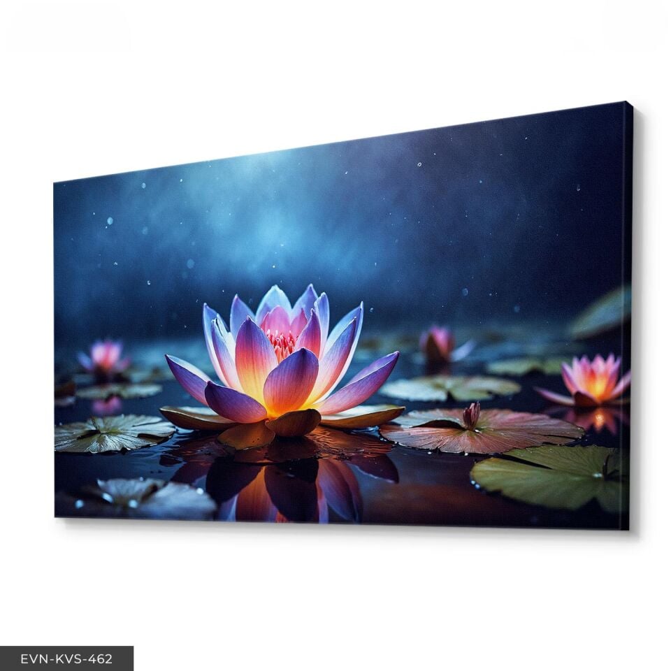 Gece Lotusu Tek Parça Kanvas - Canvas Tablo
