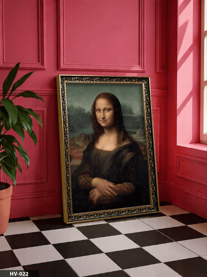 Mona Lisa Vintage Desenli Premium Çerçeveli Tek Parça Tablo 75x55 CM HV