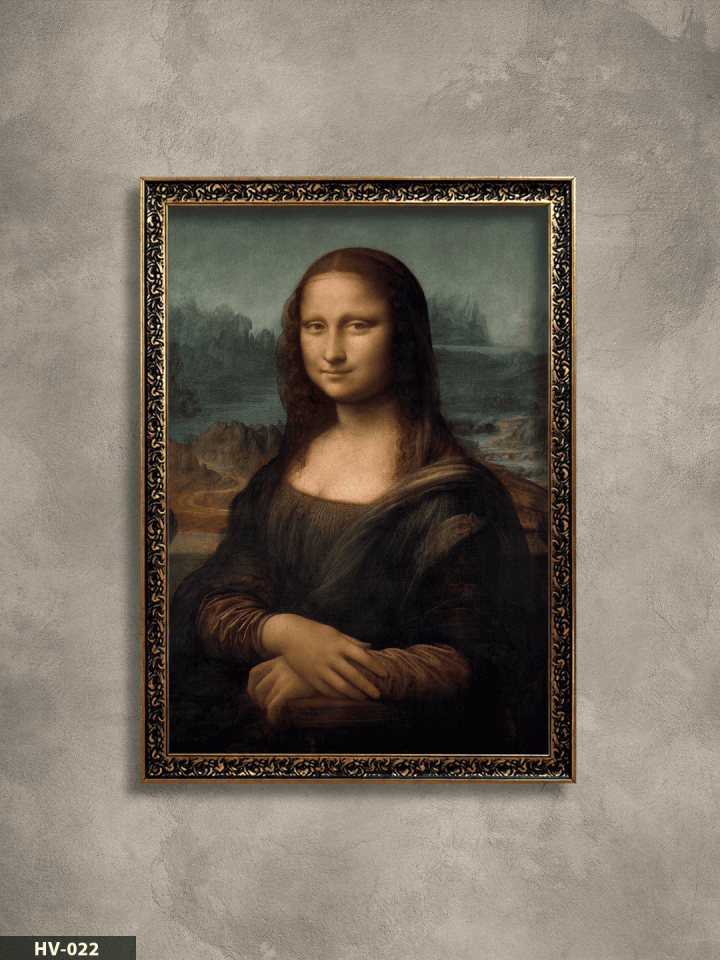 Mona Lisa Vintage Desenli Premium Çerçeveli Tek Parça Tablo 75x55 CM HV