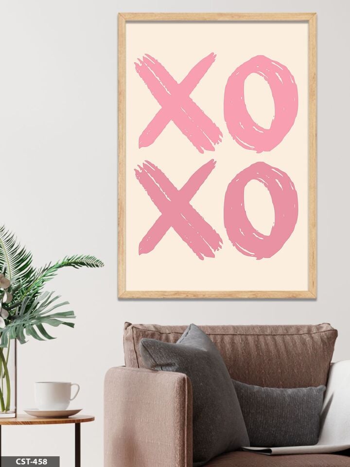 XOXO Tek Parça Ahşap Çerçeveli Tablo Naturel - 20 x 30 CM