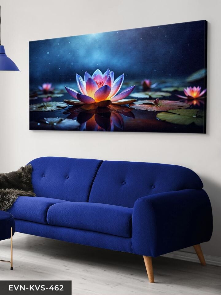 Gece Lotusu Tek Parça Kanvas - Canvas Tablo