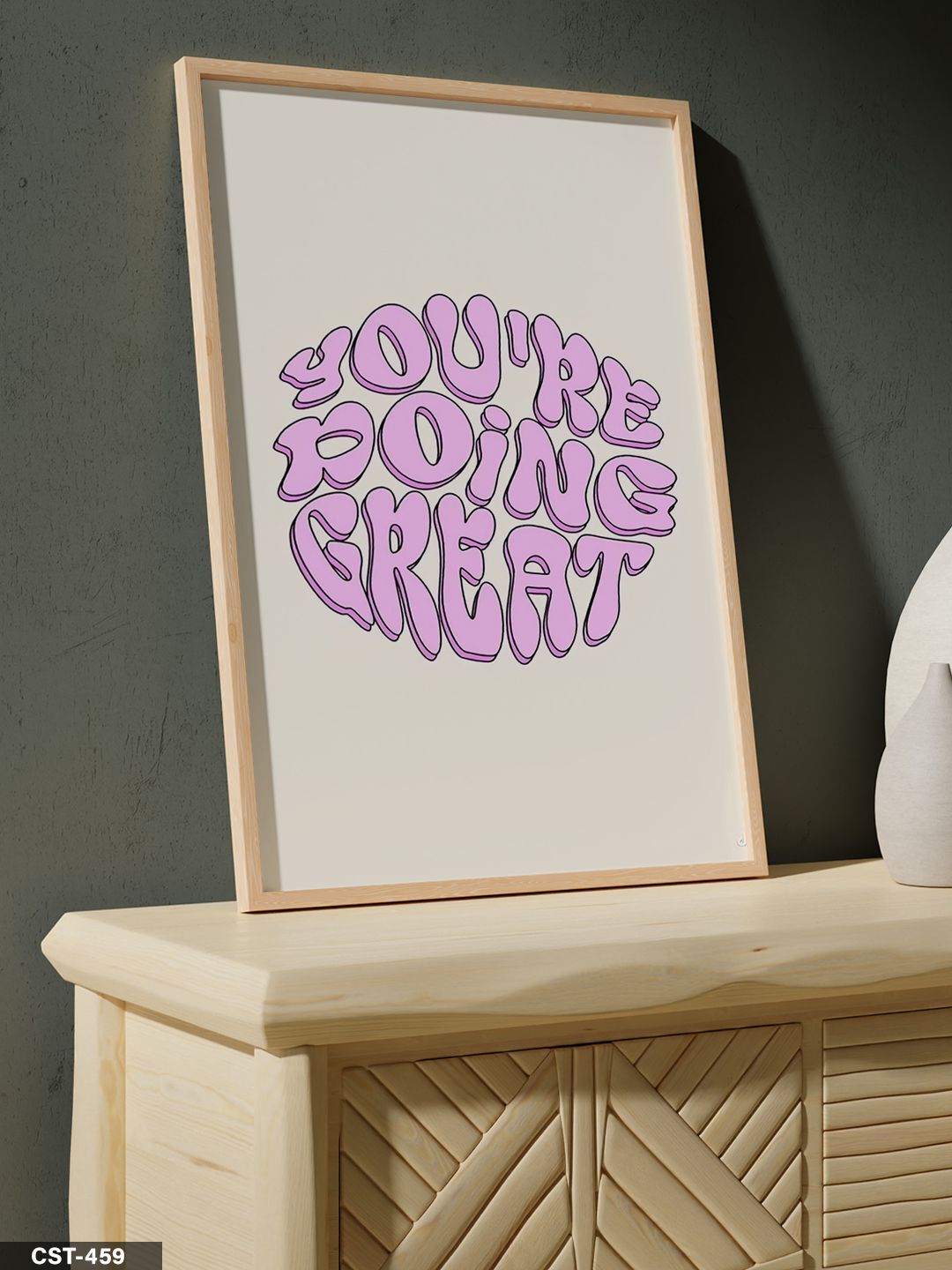 You're Doing Great Tek Parça Ahşap Çerçeveli Tablo Naturel - 20 x 30 CM