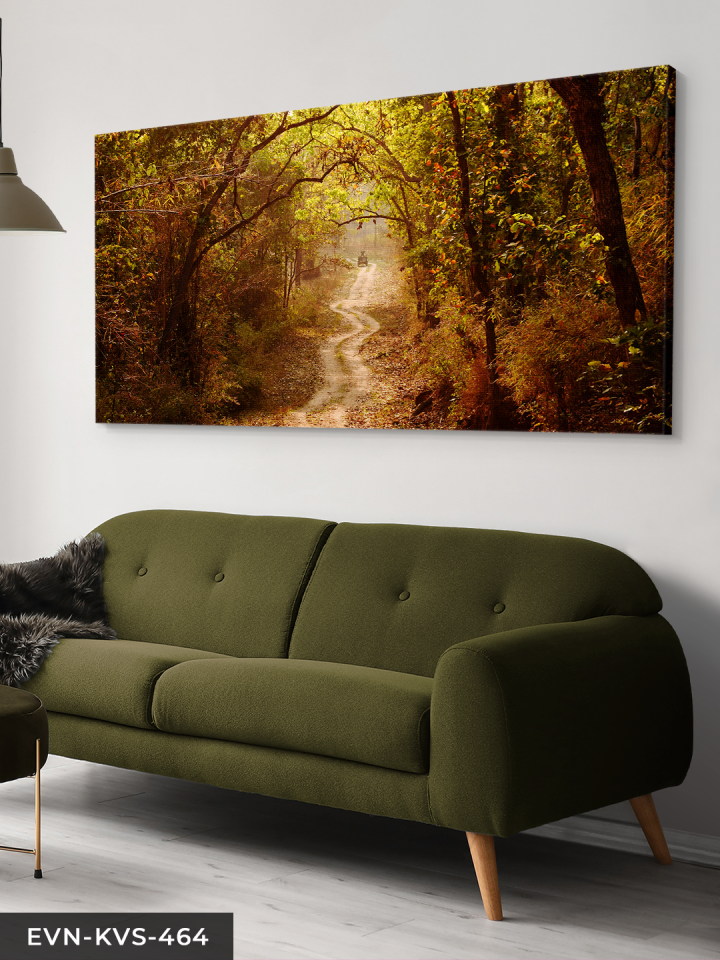 Orman Yolu Tek Parça Kanvas - Canvas Tablo 140 x 90 CM - Çok Renkli
