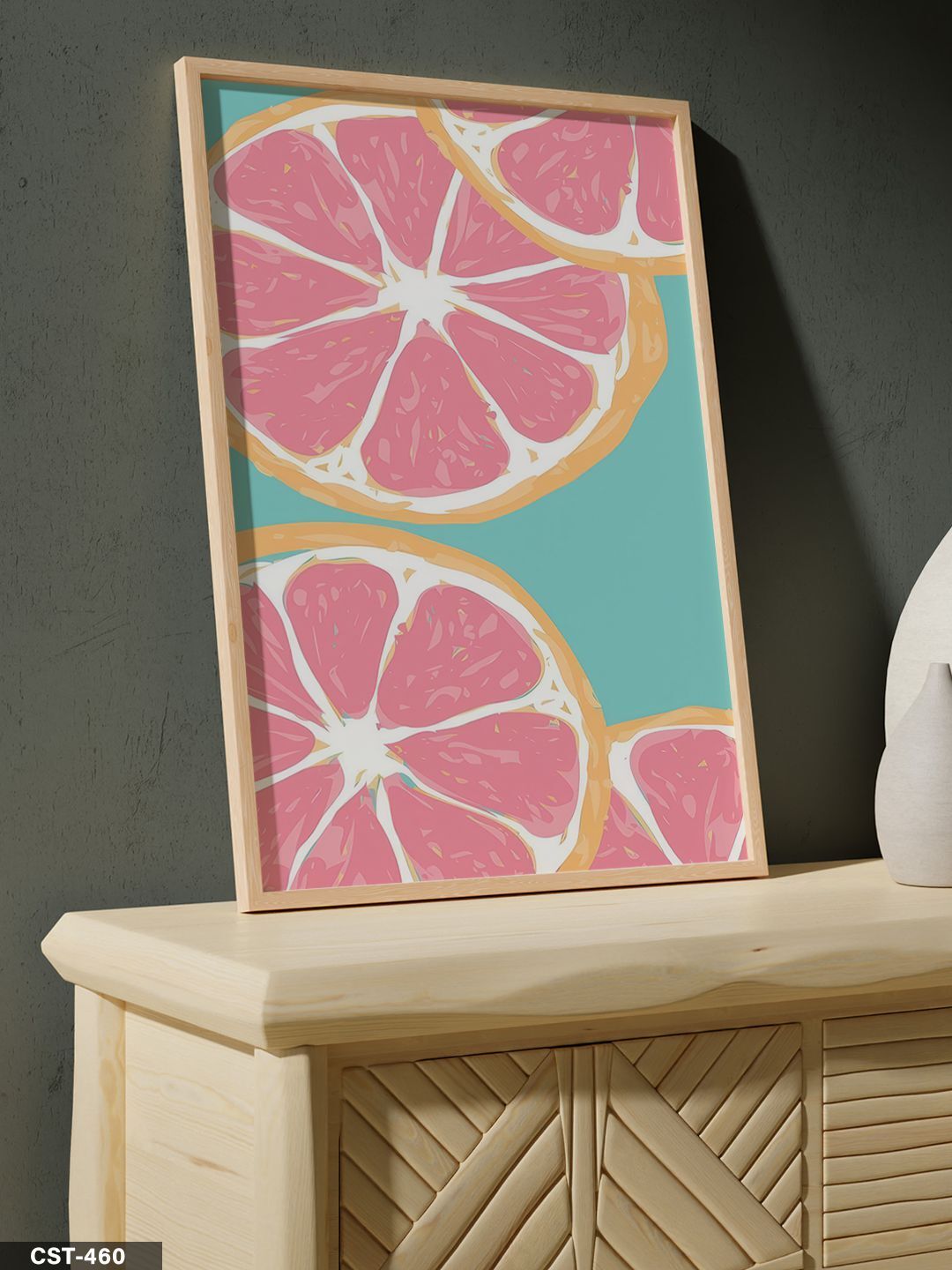 Pembe Limon Tek Parça Ahşap Çerçeveli Tablo Naturel - 20 x 30 CM