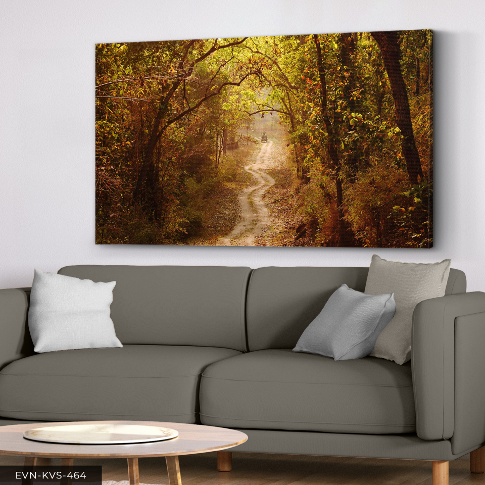 Orman Yolu Tek Parça Kanvas - Canvas Tablo 140 x 90 CM - Çok Renkli