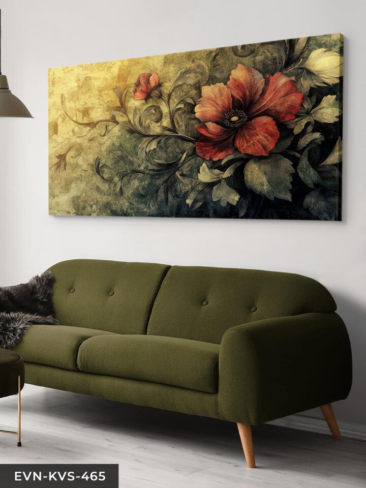 Kırmızı Çiçek Tek Parça Kanvas - Canvas Tablo