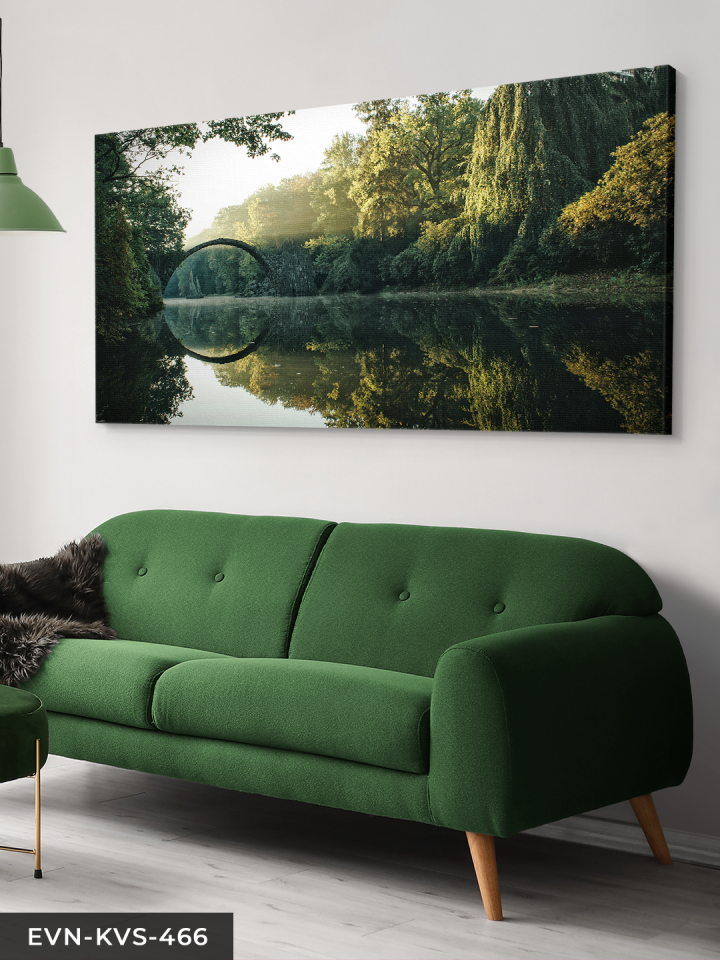 Göl Üzerinde Köprü Tek Parça Kanvas - Canvas Tablo 140 x 90 CM - Çok Renkli