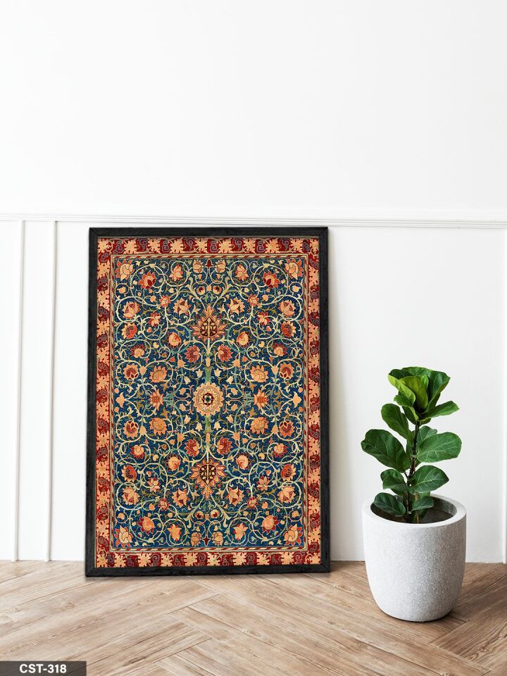 Geleneksel Anadolu Motifler Tek Parça Ahşap Çerçeveli Tablo Siyah - 50 x 70 CM