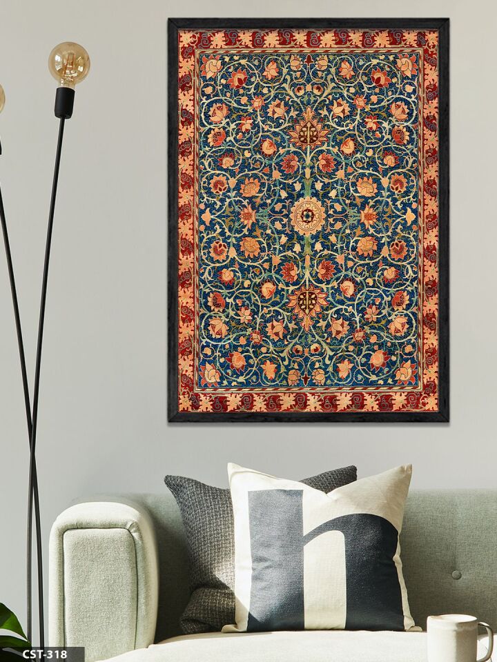 Geleneksel Anadolu Motifler Tek Parça Ahşap Çerçeveli Tablo Siyah - 50 x 70 CM