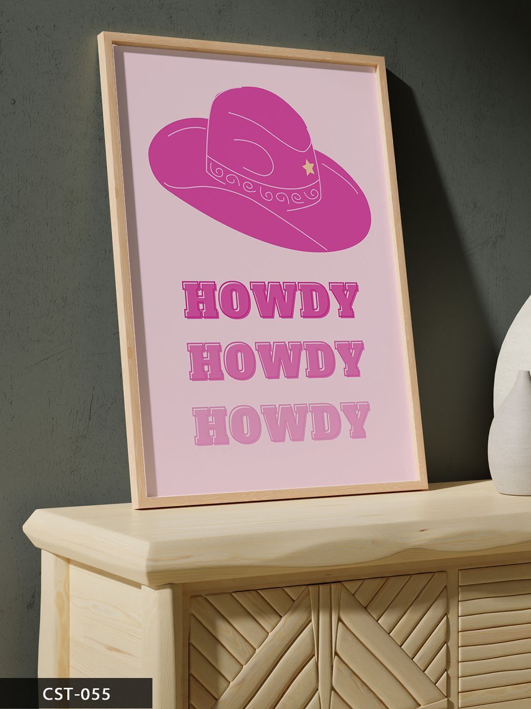 Howdy Tek Parça Ahşap Çerçeveli Tablo