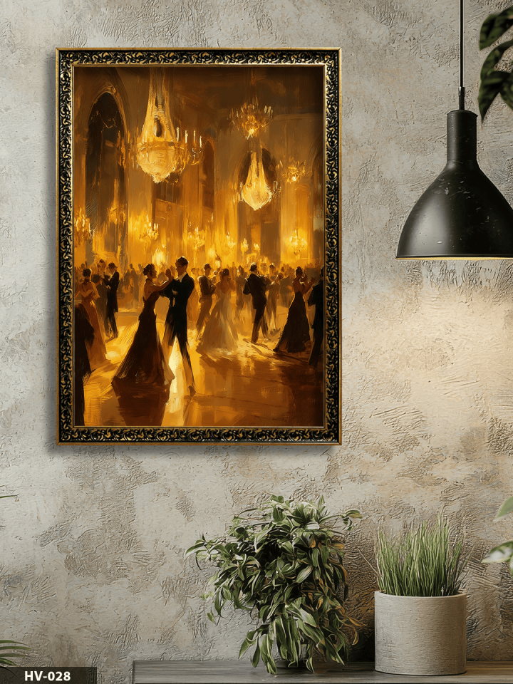 Dans Gecesi Vintage Desenli Premium Çerçeveli Tek Parça Tablo 75x55 CM HV