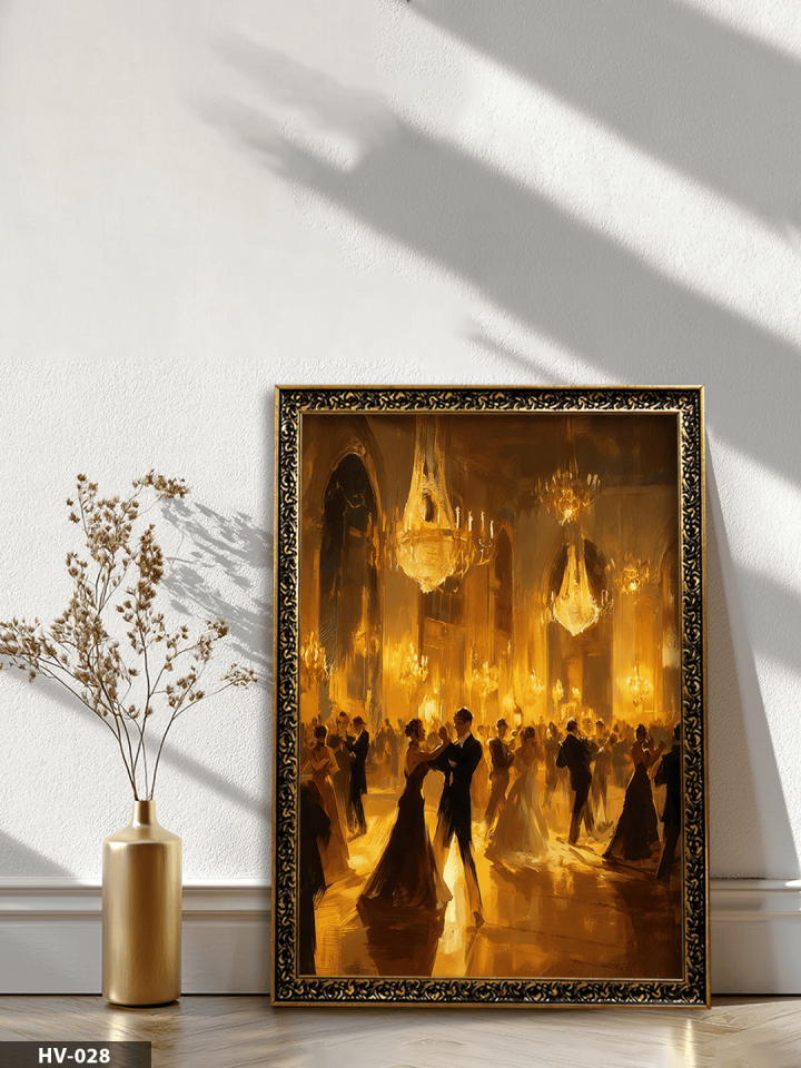Dans Gecesi Vintage Desenli Premium Çerçeveli Tek Parça Tablo 75x55 CM HV