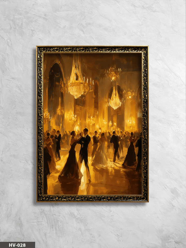 Dans Gecesi Vintage Desenli Premium Çerçeveli Tek Parça Tablo 75x55 CM HV