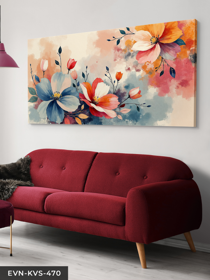 Canlı Renkli Çiçekler Tek Parça Kanvas - Canvas Tablo 140 x 90 CM - Çok Renkli