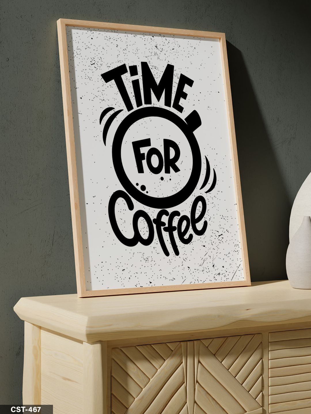 Time For Coffee Tek Parça Ahşap Çerçeveli Tablo Naturel - 20 x 30 CM