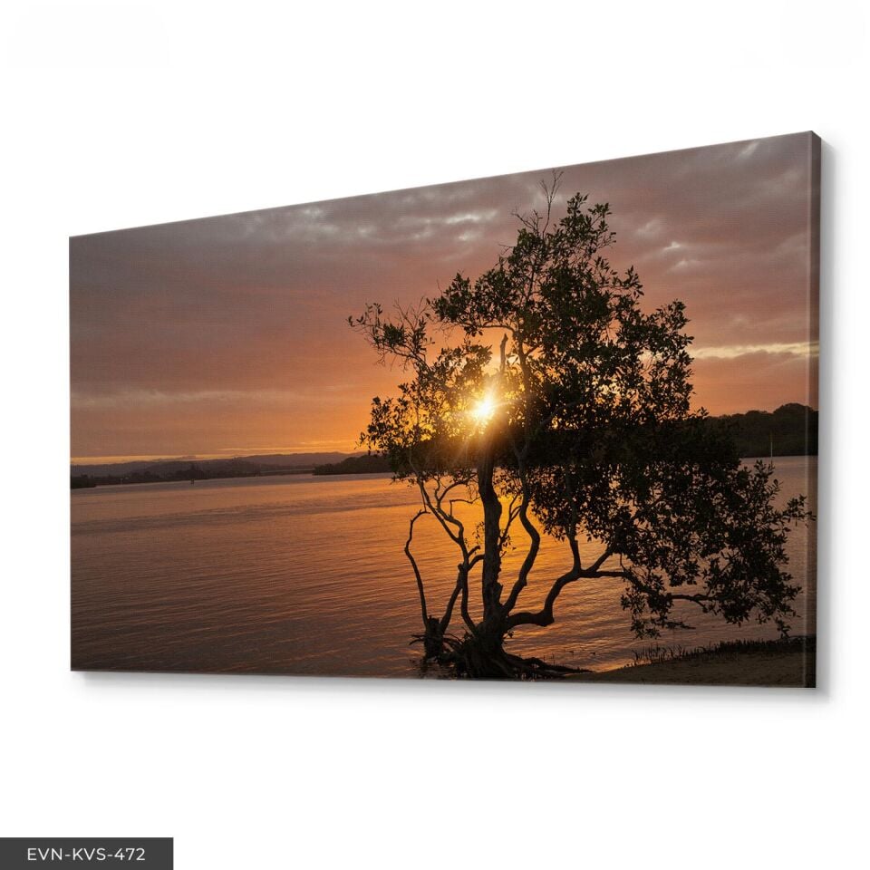 Deniz ve Günbatımı Tek Parça Kanvas - Canvas Tablo