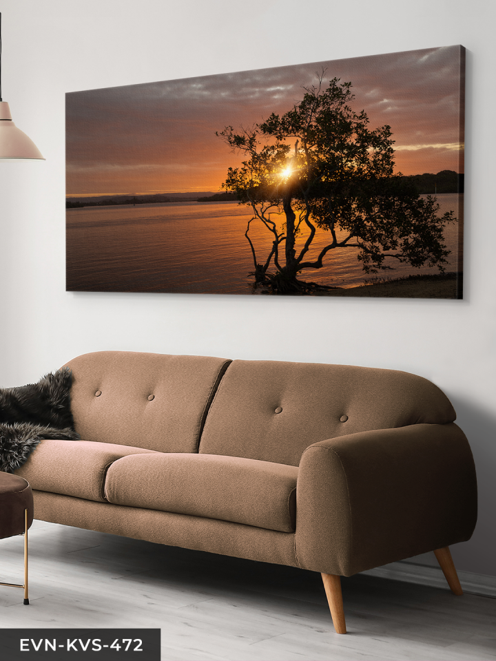 Deniz ve Günbatımı Tek Parça Kanvas - Canvas Tablo 140 x 90 CM - Çok Renkli