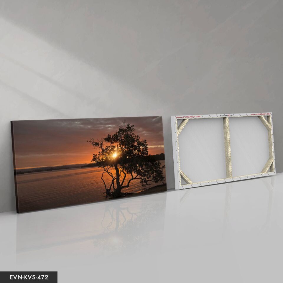 Deniz ve Günbatımı Tek Parça Kanvas - Canvas Tablo