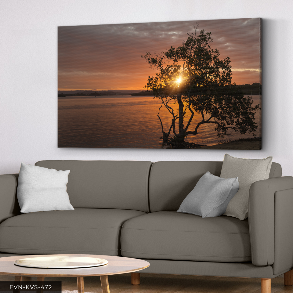 Deniz ve Günbatımı Tek Parça Kanvas - Canvas Tablo 140 x 90 CM - Çok Renkli