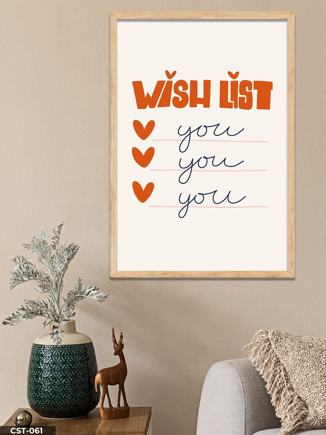 Wish List You, Dilek Listesi Sen Tek Parça Ahşap Çerçeveli Tablo