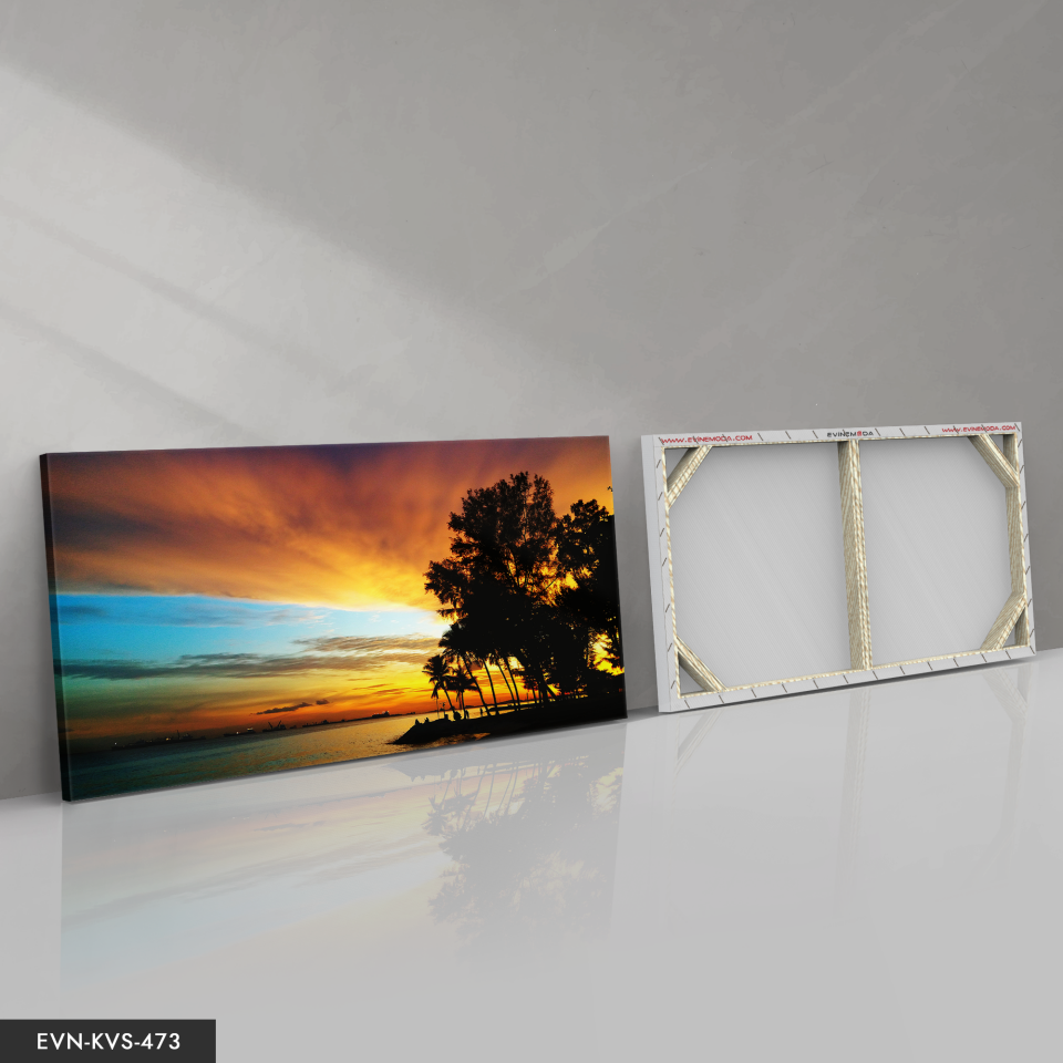 Deniz ve Günbatımı Tek Parça Kanvas - Canvas Tablo 140 x 90 CM - Çok Renkli