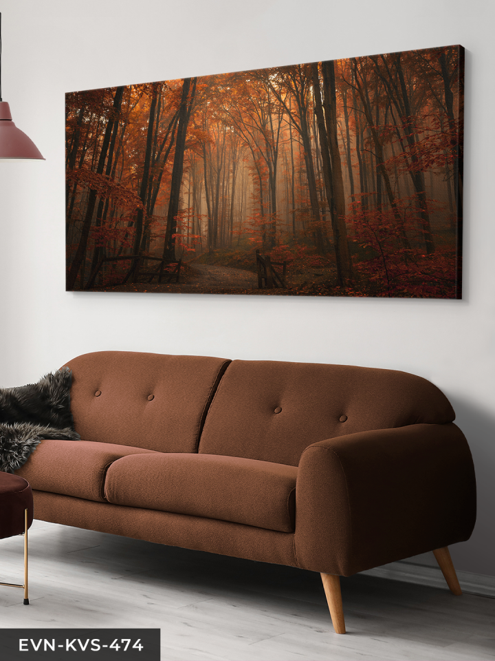 Orman Yolu Tek Parça Kanvas - Canvas Tablo 140 x 90 CM - Çok Renkli