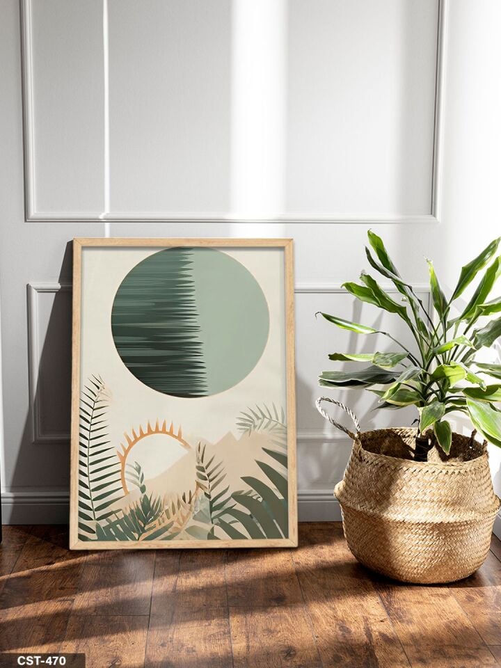 Yeşil Ay Tek Parça Ahşap Çerçeveli Tablo Naturel - 20 x 30 CM