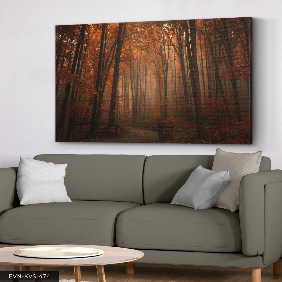 Orman Yolu Tek Parça Kanvas - Canvas Tablo 140 x 90 CM - Çok Renkli
