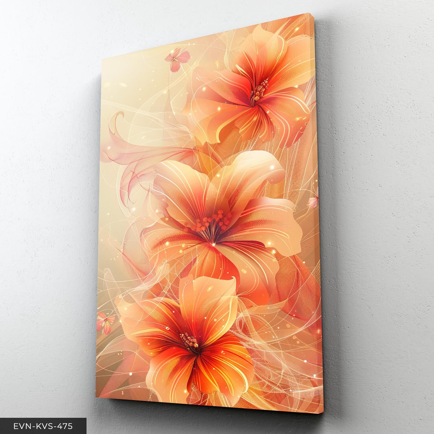 Turuncu Çiçekler Tek Parça Kanvas - Canvas Tablo