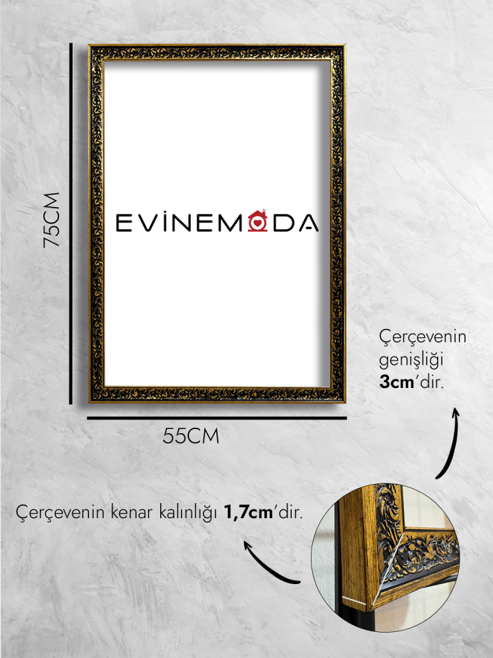 Göl Kenarında Kasaba Vintage Desenli Premium Çerçeveli Tek Parça Tablo 75x55 CM HV