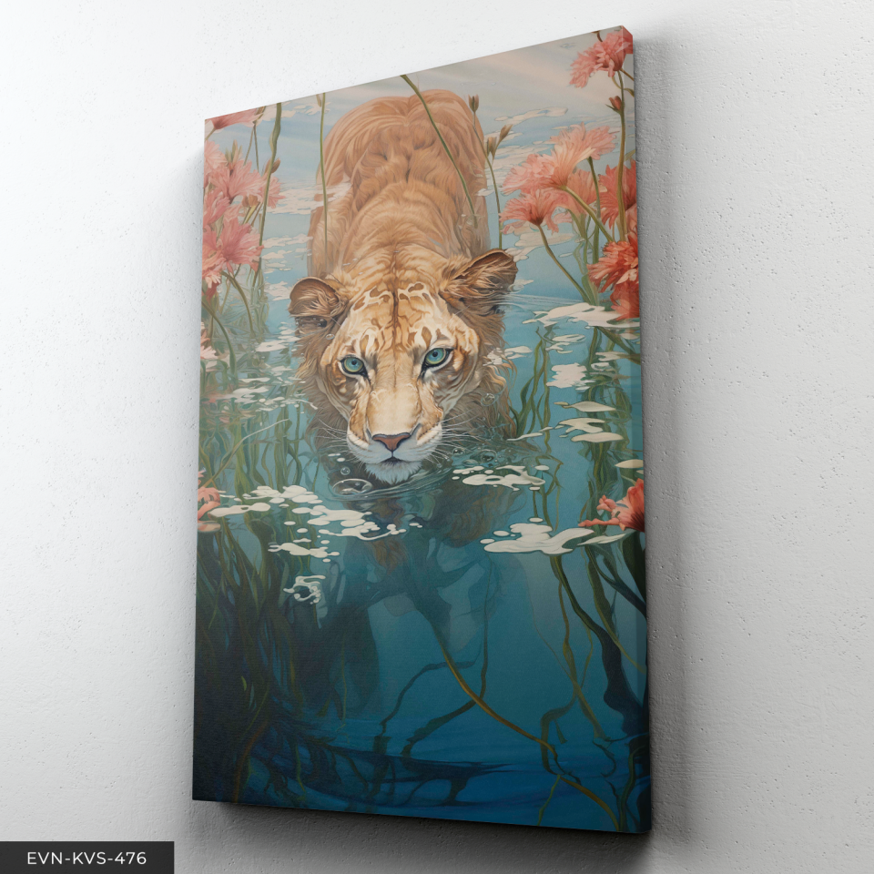 Kaplan Tek Parça Kanvas - Canvas Tablo 140 x 90 CM - Çok Renkli