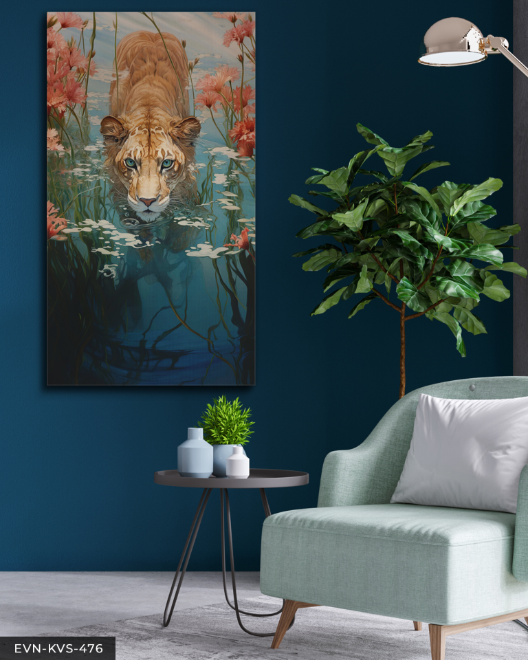 Kaplan Tek Parça Kanvas - Canvas Tablo 140 x 90 CM - Çok Renkli