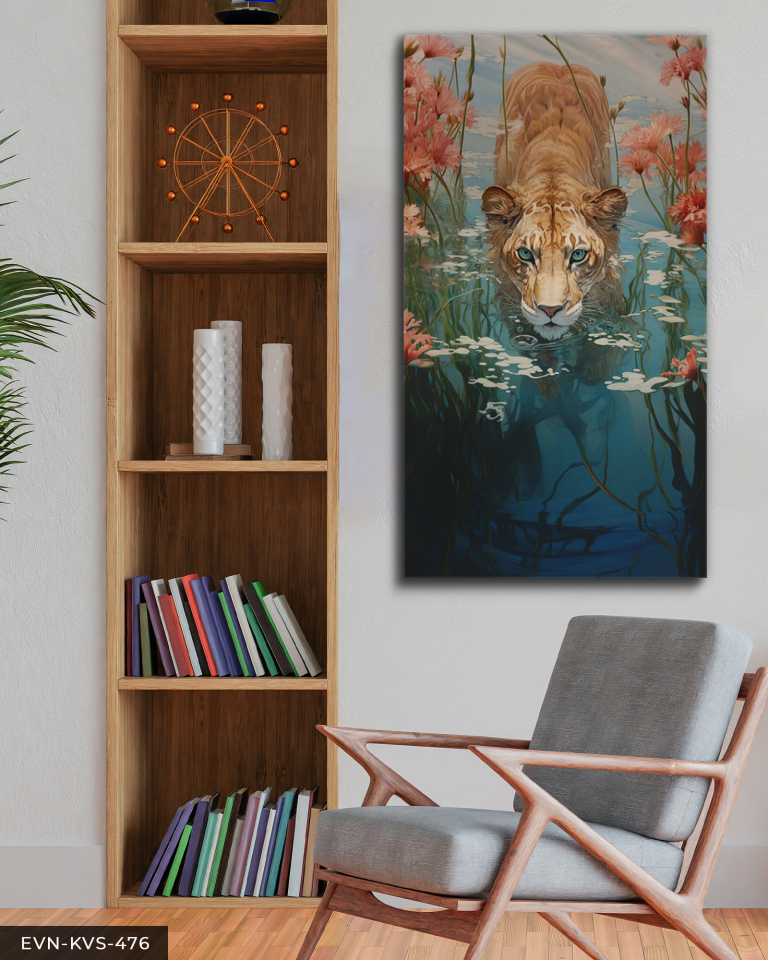 Kaplan Tek Parça Kanvas - Canvas Tablo 140 x 90 CM - Çok Renkli